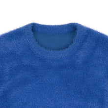 Shaggy Knit Crew Blue